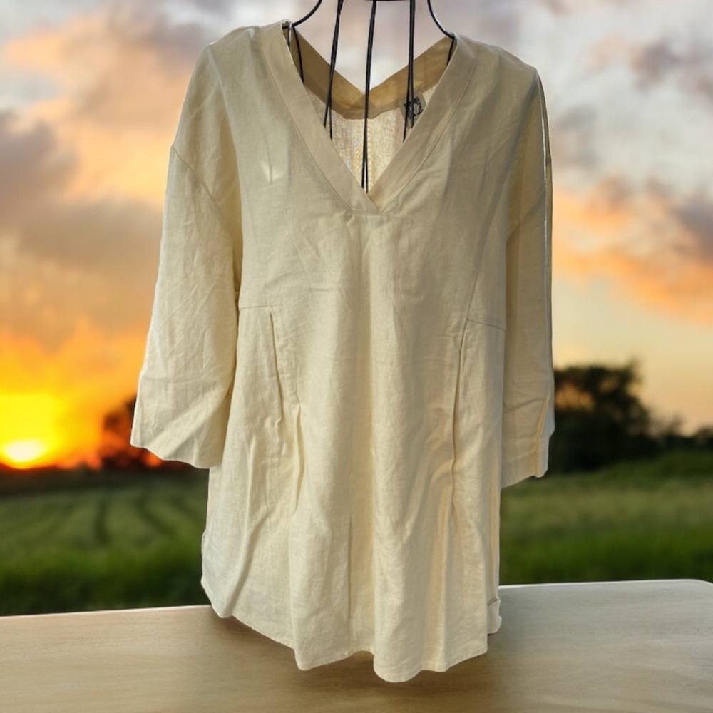 ANNE KLEIN SHORT SLEEVES LINEN/VISCOSE BLEND LIKE NEW